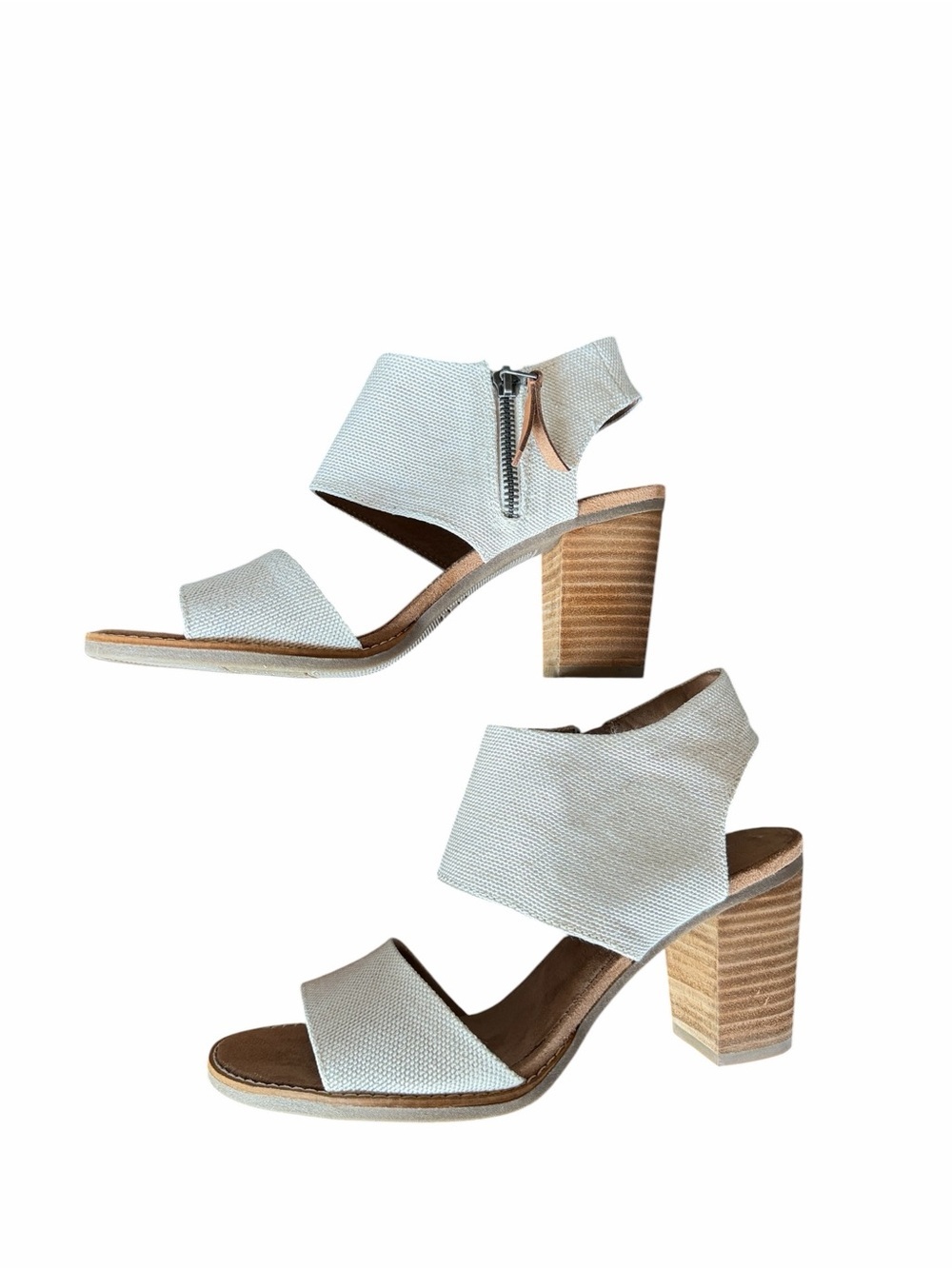TOMS Majorca Sandal Cream Linen Block Heel Sandals size 8.5 NWT - Picture 7 of 12